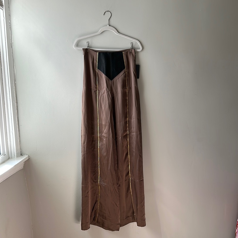 Amanda de Leon Silk & Leather Pants